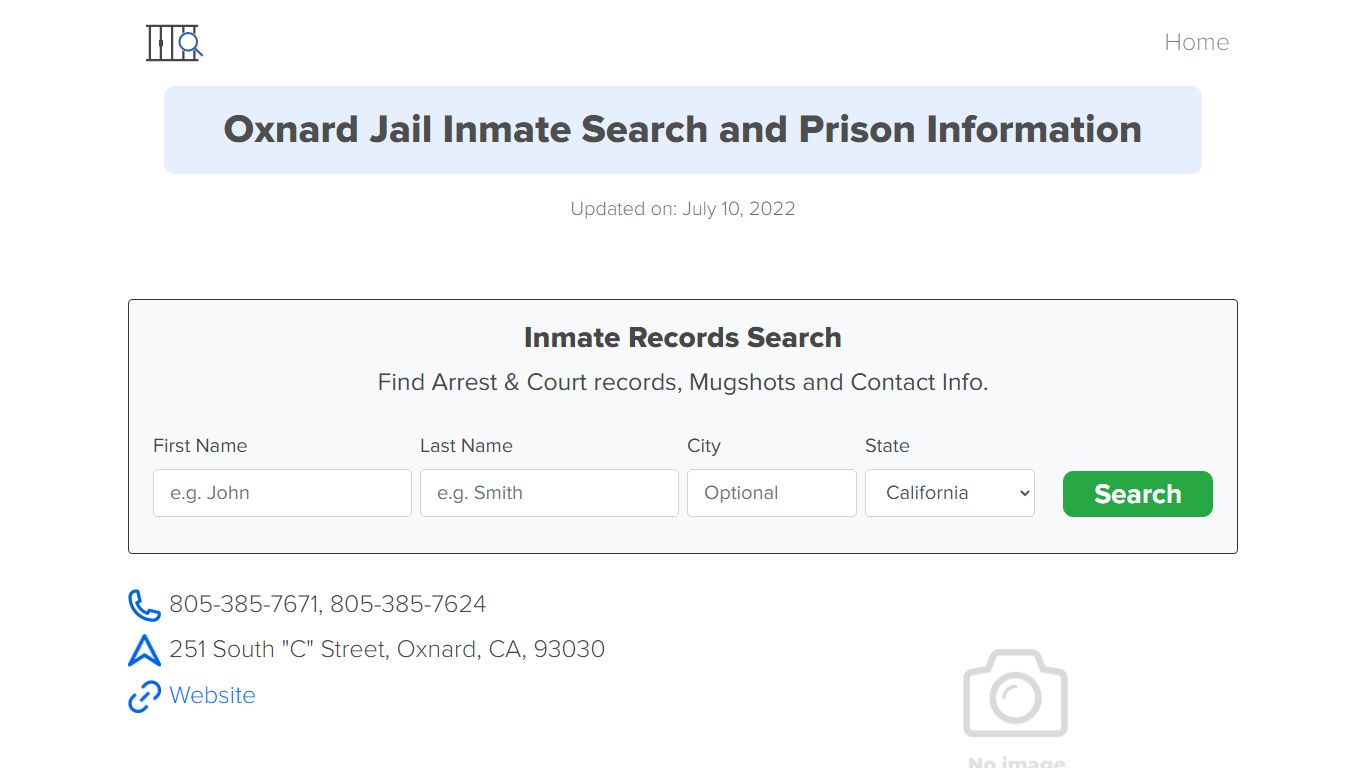 Oxnard Jail Inmate Search, Visitation, Phone no. & Mailing ...