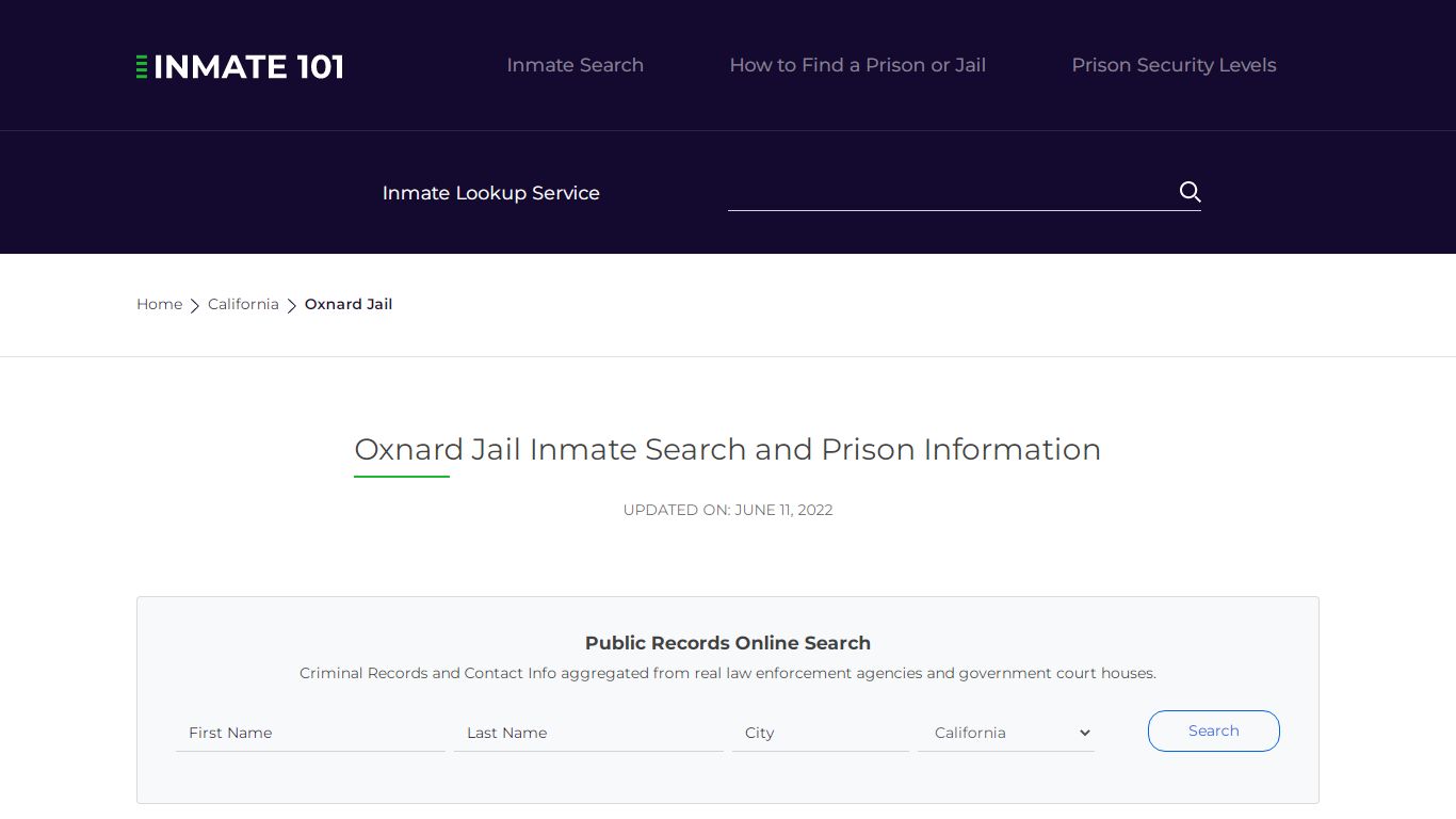 Oxnard Jail Inmate Search, Visitation, Phone no. & Mailing ...